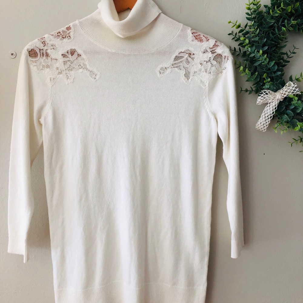 Elle Turtleneck Top With Lace Detail - Picture 1 of 6